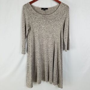 Vibe Sweater Dress Womens Medium Taupe Black 3/4 Sleeve Round‎ Neck Juniors